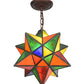 Meyda Lighting Moravian Star 12" Mahogany Bronze Pendant Light With Multi-Colored Shade Glass