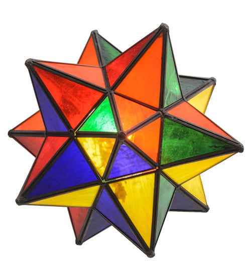 Meyda Lighting Moravian Star 12" Mahogany Bronze Pendant Light With Multi-Colored Shade Glass