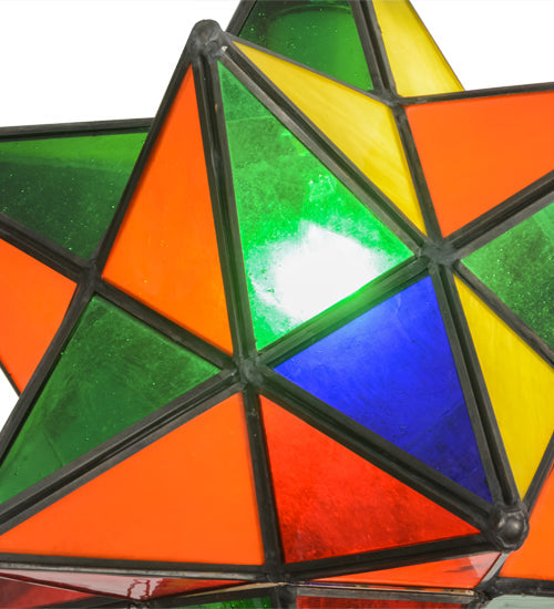 Meyda Lighting Moravian Star 12" Mahogany Bronze Pendant Light With Multi-Colored Shade Glass