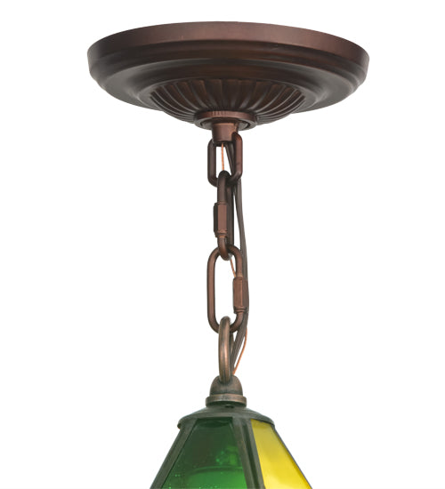 Meyda Lighting Moravian Star 12" Mahogany Bronze Pendant Light With Multi-Colored Shade Glass