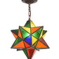 Meyda Lighting Moravian Star 12" Mahogany Bronze Pendant Light With Multi-Colored Shade Glass