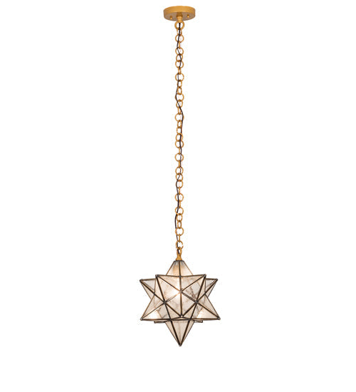Meyda Lighting Moravian Star 12" Sahara Gold Pendant Light With Clear Seeded Shade Glass