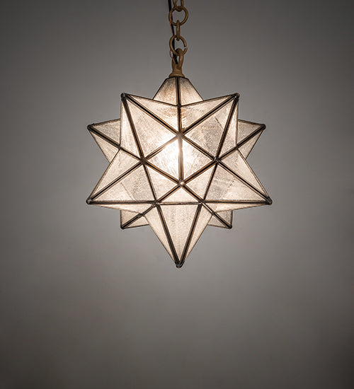 Meyda Lighting Moravian Star 12" Sahara Gold Pendant Light With Clear Seeded Shade Glass