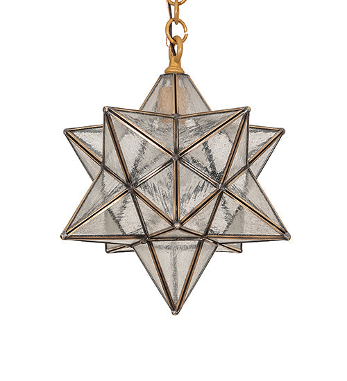 Meyda Lighting Moravian Star 12" Sahara Gold Pendant Light With Clear Seeded Shade Glass