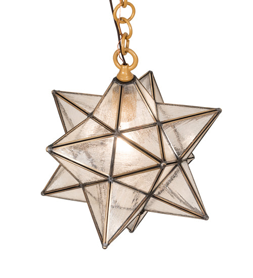 Meyda Lighting Moravian Star 12" Sahara Gold Pendant Light With Clear Seeded Shade Glass