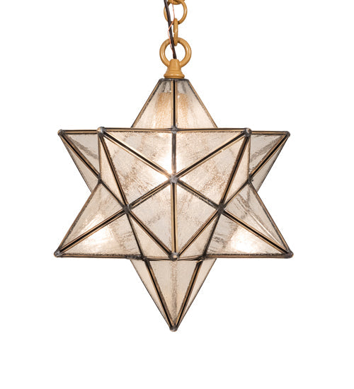 Meyda Lighting Moravian Star 12" Sahara Gold Pendant Light With Clear Seeded Shade Glass