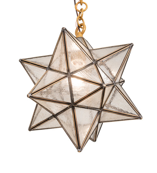 Meyda Lighting Moravian Star 12" Sahara Gold Pendant Light With Clear Seeded Shade Glass