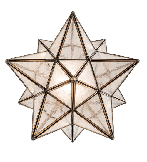 Meyda Lighting Moravian Star 12" Sahara Gold Pendant Light With Clear Seeded Shade Glass