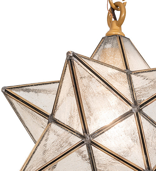 Meyda Lighting Moravian Star 12" Sahara Gold Pendant Light With Clear Seeded Shade Glass