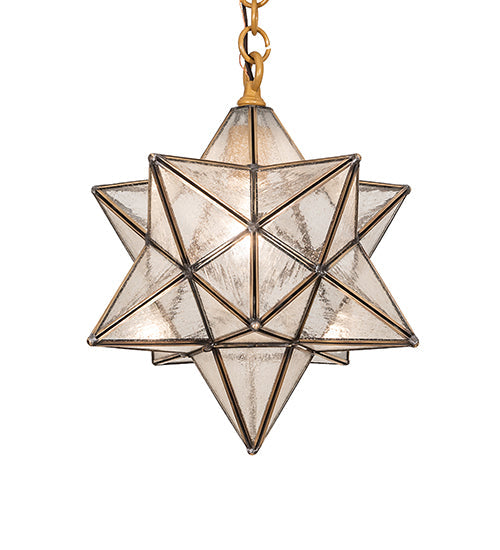 Meyda Lighting Moravian Star 12" Sahara Gold Pendant Light With Clear Seeded Shade Glass
