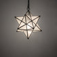 Meyda Lighting Moravian Star 12" Textured Black Pendant Light With Clear Seeded Shade Glass