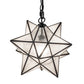 Meyda Lighting Moravian Star 12" Textured Black Pendant Light With Clear Seeded Shade Glass