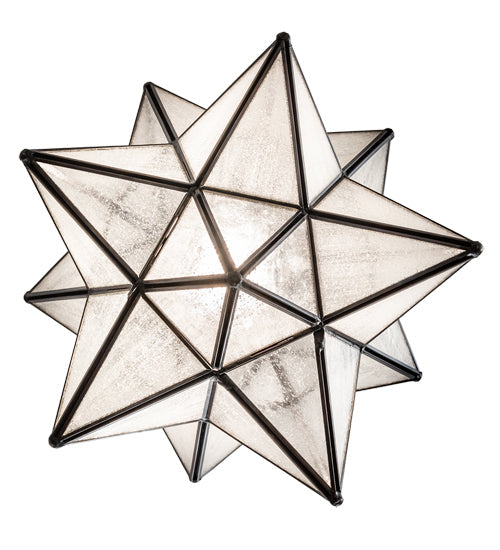 Meyda Lighting Moravian Star 12" Textured Black Pendant Light With Clear Seeded Shade Glass