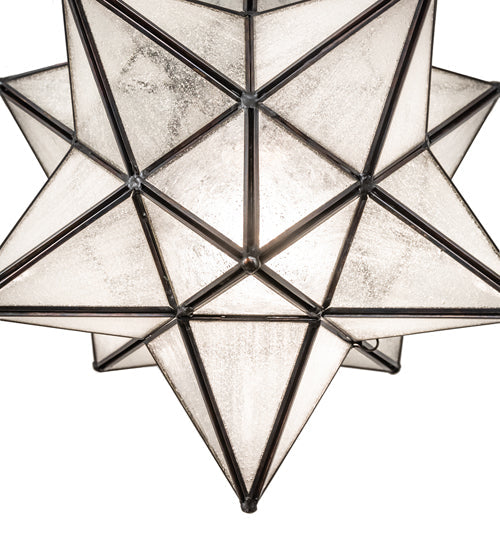Meyda Lighting Moravian Star 12" Textured Black Pendant Light With Clear Seeded Shade Glass