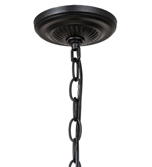 Meyda Lighting Moravian Star 12" Textured Black Pendant Light With Clear Seeded Shade Glass