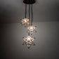 Meyda Lighting Moravian Star 17" 3-Light Timeless Bronze Cascading Pendant Light With Clear Seeded Art Shade Glass