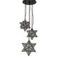 Meyda Lighting Moravian Star 17" 3-Light Timeless Bronze Cascading Pendant Light With Clear Seeded Art Shade Glass