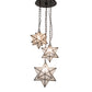 Meyda Lighting Moravian Star 17" 3-Light Timeless Bronze Cascading Pendant Light With Clear Seeded Art Shade Glass