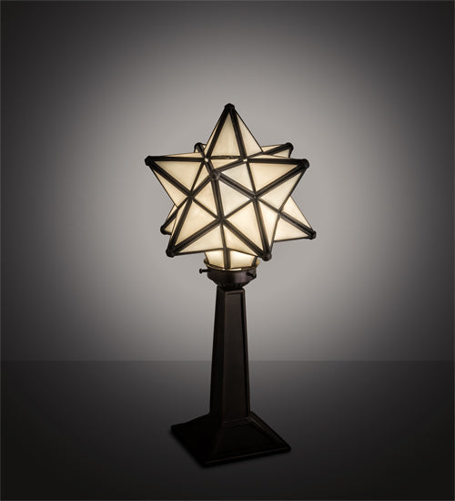 Meyda Lighting Moravian Star 17" Mahogany Bronze Accent Table Lamp With White Shade Glass