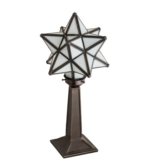 Meyda Lighting Moravian Star 17" Mahogany Bronze Accent Table Lamp With White Shade Glass