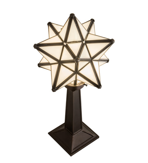 Meyda Lighting Moravian Star 17" Mahogany Bronze Accent Table Lamp With White Shade Glass