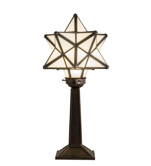 Meyda Lighting Moravian Star 17" Mahogany Bronze Accent Table Lamp With White Shade Glass