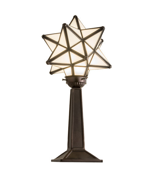 Meyda Lighting Moravian Star 17" Mahogany Bronze Accent Table Lamp With White Shade Glass