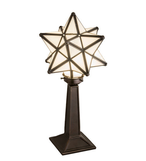 Meyda Lighting Moravian Star 17" Mahogany Bronze Accent Table Lamp With White Shade Glass