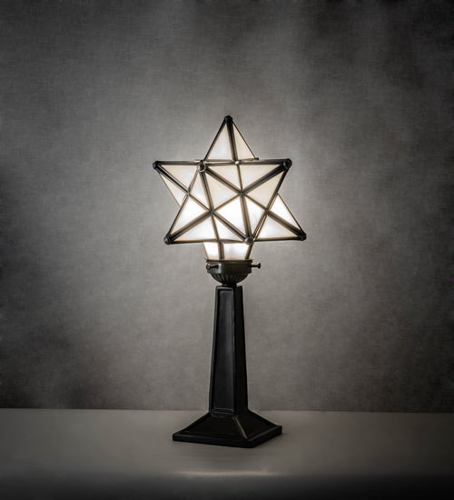 Meyda Lighting Moravian Star 17" Timeless Bronze Accent Table Lamp With White Shade Glass