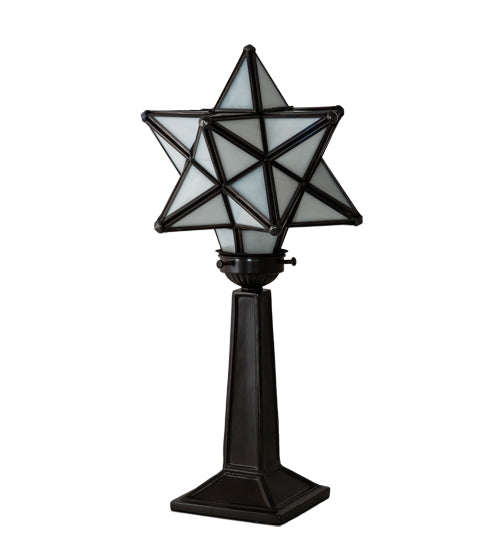 Meyda Lighting Moravian Star 17" Timeless Bronze Accent Table Lamp With White Shade Glass