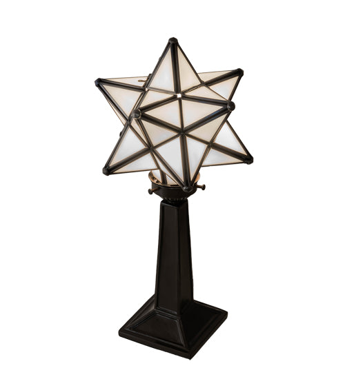 Meyda Lighting Moravian Star 17" Timeless Bronze Accent Table Lamp With White Shade Glass