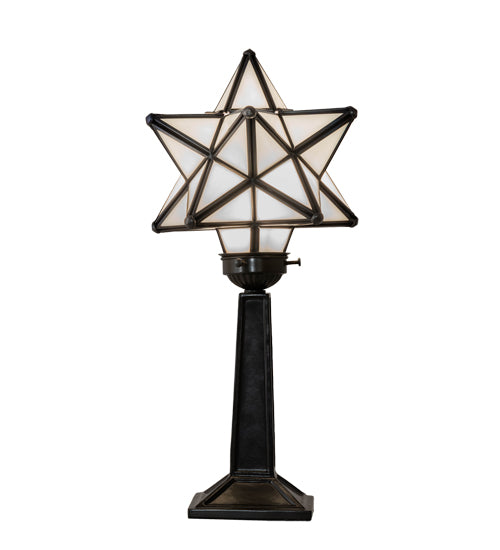 Meyda Lighting Moravian Star 17" Timeless Bronze Accent Table Lamp With White Shade Glass
