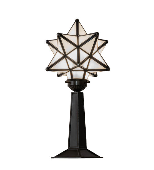 Meyda Lighting Moravian Star 17" Timeless Bronze Accent Table Lamp With White Shade Glass