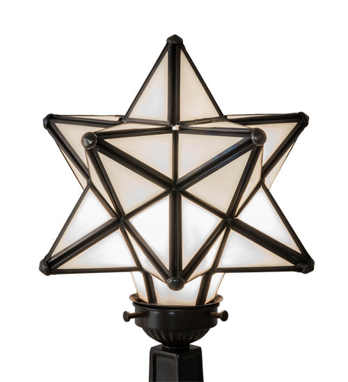 Meyda Lighting Moravian Star 17" Timeless Bronze Accent Table Lamp With White Shade Glass