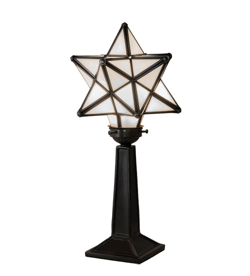 Meyda Lighting Moravian Star 17" Timeless Bronze Accent Table Lamp With White Shade Glass