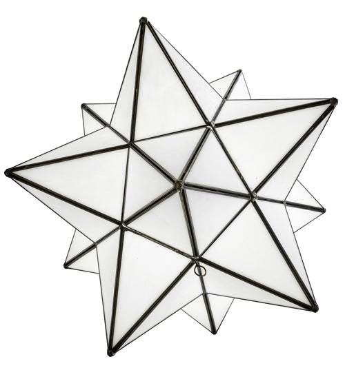 Meyda Lighting Moravian Star 18" Brushed Nickel Pendant Light With White Art Shade Glass