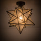 Meyda Lighting Moravian Star 18" Craftsman Brown Flush Mount Light With Clear Seeded Shade Glass