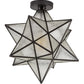 Meyda Lighting Moravian Star 18" Craftsman Brown Flush Mount Light With Clear Seeded Shade Glass