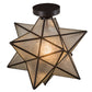 Meyda Lighting Moravian Star 18" Craftsman Brown Flush Mount Light With Clear Seeded Shade Glass