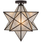 Meyda Lighting Moravian Star 18" Craftsman Brown Flush Mount Light With Clear Seeded Shade Glass