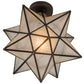 Meyda Lighting Moravian Star 18" Craftsman Brown Flush Mount Light With Clear Seeded Shade Glass