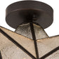 Meyda Lighting Moravian Star 18" Craftsman Brown Flush Mount Light With Clear Seeded Shade Glass
