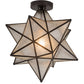 Meyda Lighting Moravian Star 18" Craftsman Brown Flush Mount Light With Clear Seeded Shade Glass