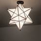Meyda Lighting Moravian Star 18" Craftsman Brown Flush Mount Light With White Art Shade Glass