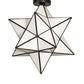 Meyda Lighting Moravian Star 18" Craftsman Brown Flush Mount Light With White Art Shade Glass