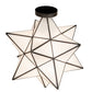 Meyda Lighting Moravian Star 18" Craftsman Brown Flush Mount Light With White Art Shade Glass