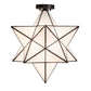 Meyda Lighting Moravian Star 18" Craftsman Brown Flush Mount Light With White Art Shade Glass