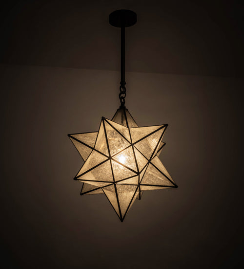 Meyda Lighting Moravian Star 18" Craftsman Brown Pendant Light With Clear Seeded Shade Glass