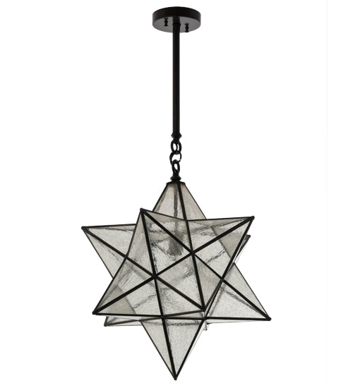 Meyda Lighting Moravian Star 18" Craftsman Brown Pendant Light With Clear Seeded Shade Glass