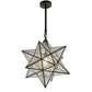 Meyda Lighting Moravian Star 18" Craftsman Brown Pendant Light With Clear Seeded Shade Glass